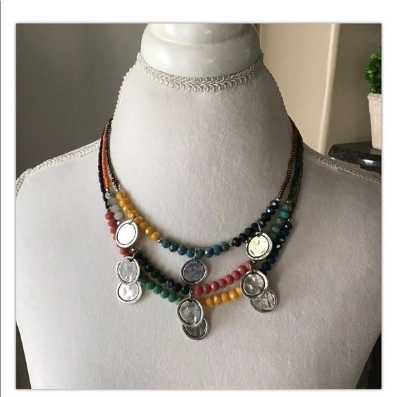 LAST 1! NEW Necklace Earrings SET Southwest Desert Colors Boho Medallions Beads - Picture 5 of 12